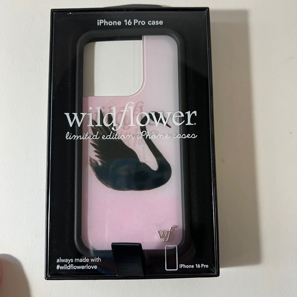 Wildflower Black Swan iPhone 16 Pro Case Pink Black NWT